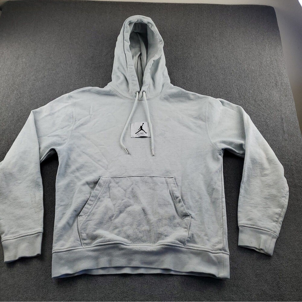 Nike Jordan Flight Hoodie Sweatshirt Washed Light Blue Fleece Pullover Men Small